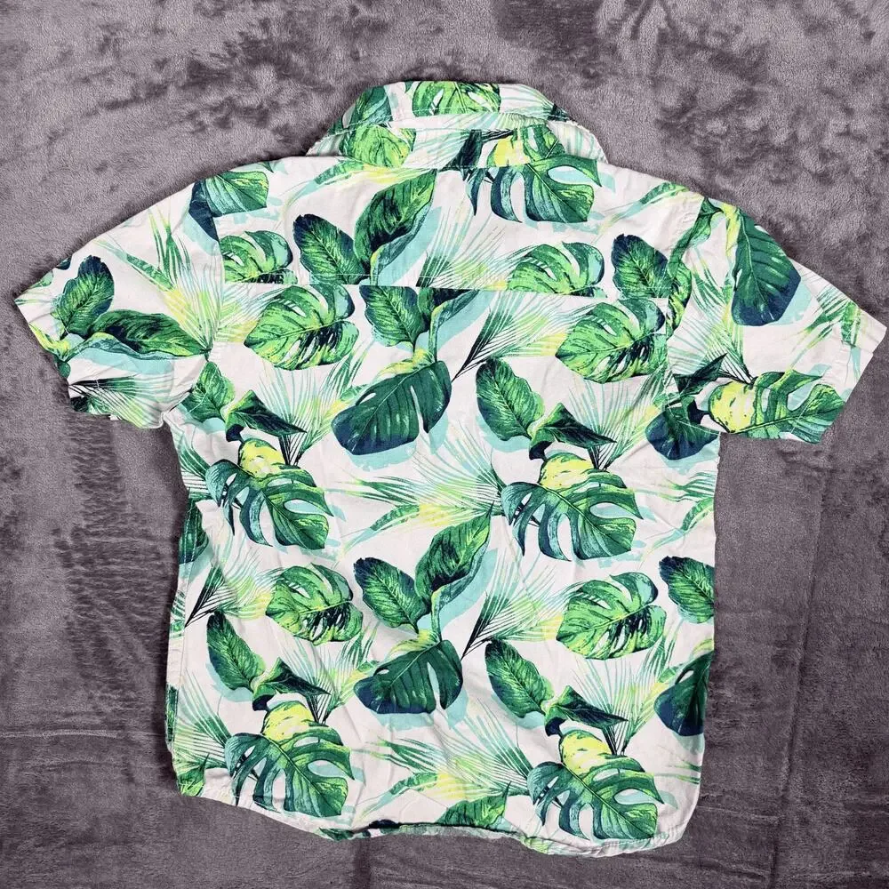 Gymboree Boys Short Sleeve Shirt 5T Tropical Leaf Print Multicolor‎